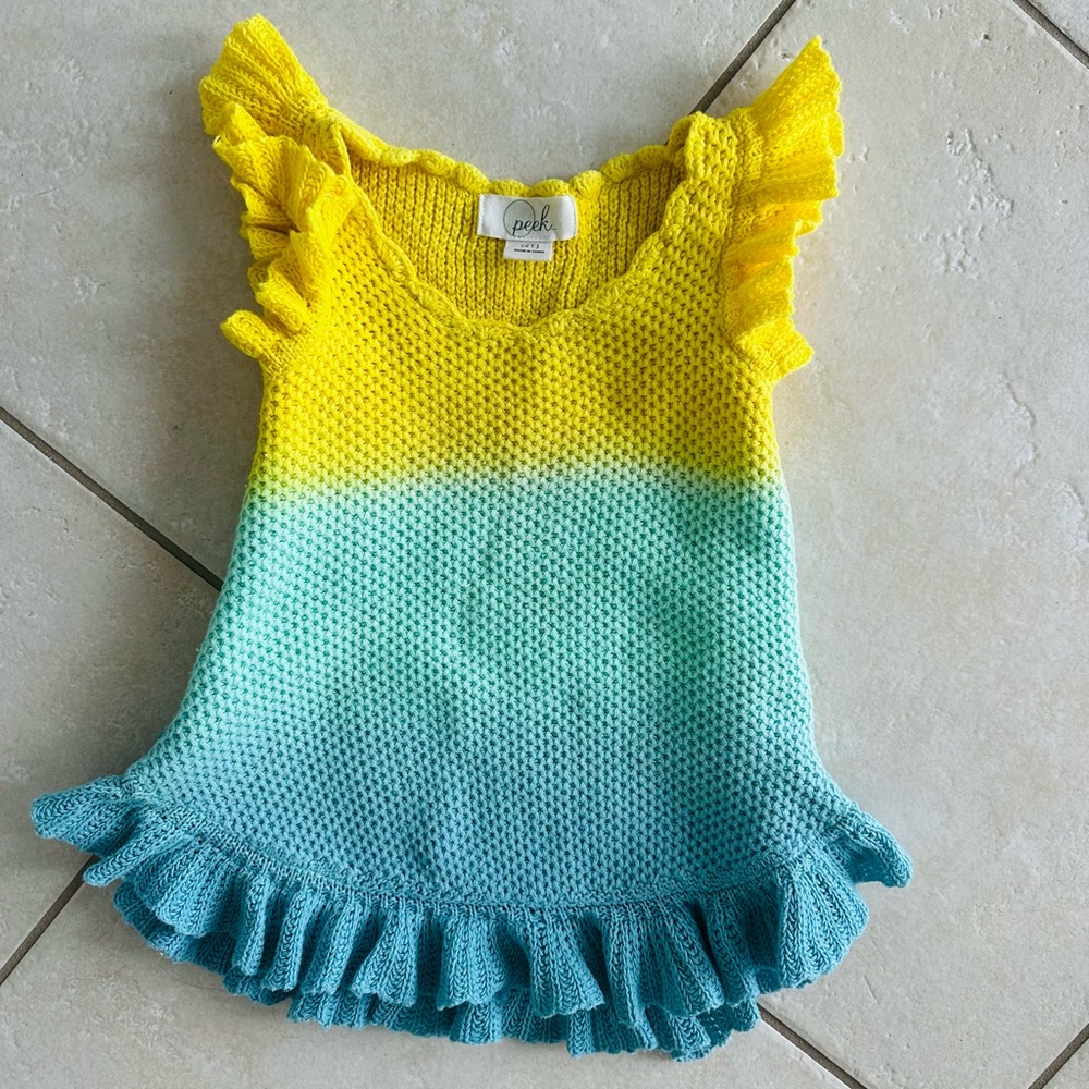 Kids Ruffled Yellow and Blue Dress 2t